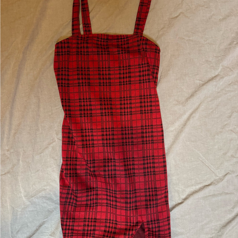 Red and Black Plaid Dress